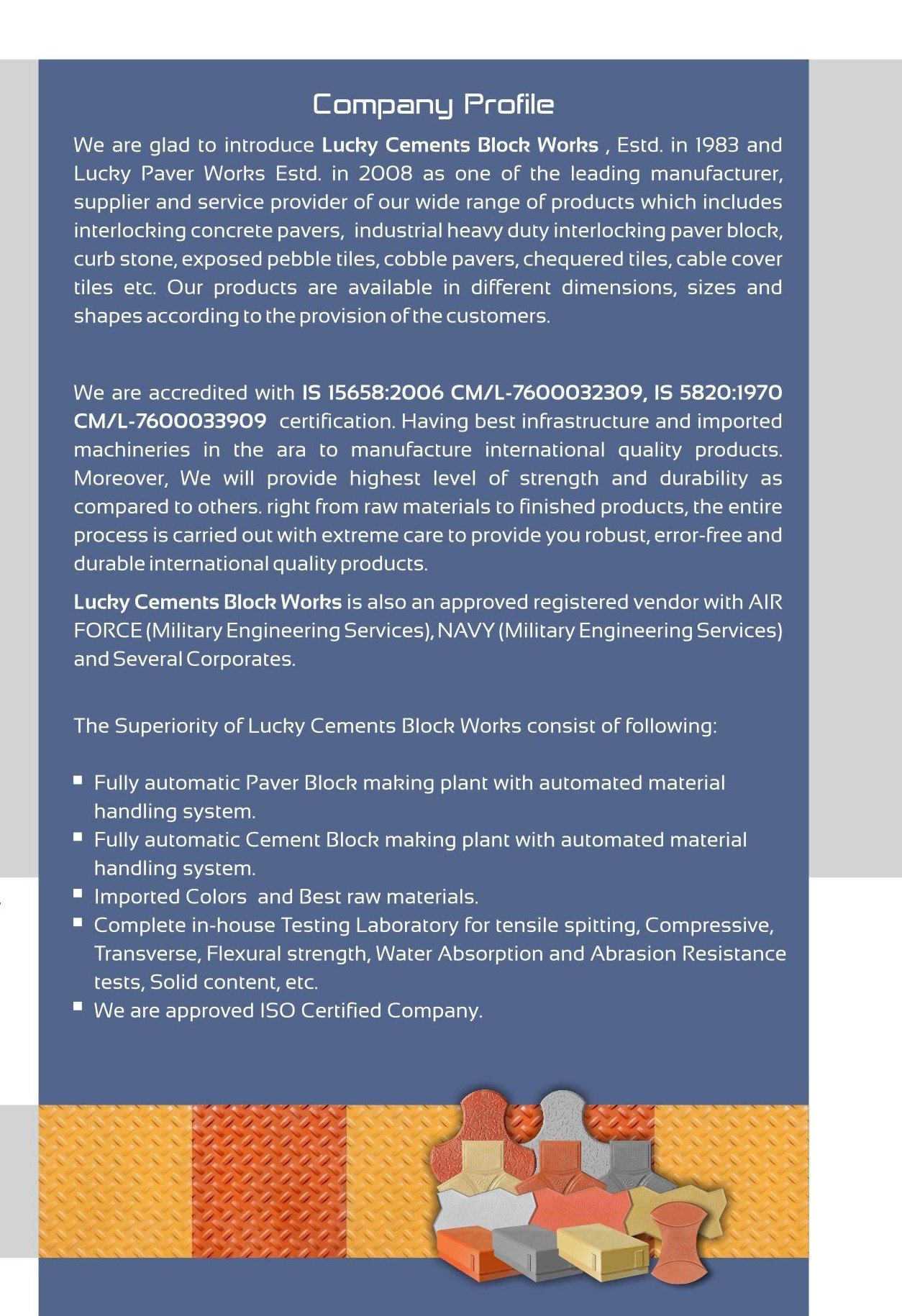 Lucky Cement Block Works company profile